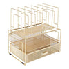 Fontvieille Desk Organizer with File Sorters and Drawer - Gold