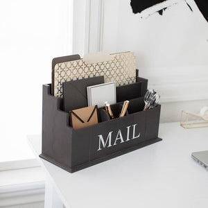 Espresso Brown Wooden Mail Organizer - 3 Tier